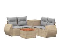 Set Divani 6 Pezzi Beige Grigio Chiaro Polyrattan Acciaio per Esterno | Design modulare, box stoccaggio 55x55x69 cm, piedi regolabili, resistente pioggia sole, facile manutenzione