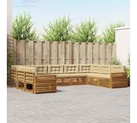 Set Divani da Esterno 9 Pezzi in Legno Massello di Acacia e e Beige | Design modulare, superficie laccata, linea moderna, manutenzione facile, per giardino e terrazza