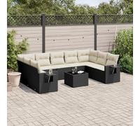 Set Divani da Giardino 10pz con Cuscini in Polyrattan Nero Salotto Giardino Per Esterno Divanetti Da Esterno Divano Esterno Giardino Divano Da Giardino Da Esterno per Terrazza Terrazzo Piscina