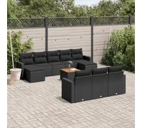 Set Divani da Giardino 11 pz con Cuscini in Polyrattan Nero, Outdoor Garden Furniture with Thick Cushions, Modular Patio Sofa Set for Terrace, Backyard, Weather Resistant Rattan PE Material