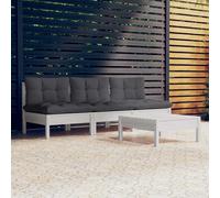 Set Divani da Giardino 4 pz con Cuscini Antracite Legno di Pino