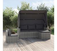 Set Divani da Giardino 4 pz con Cuscini in Polyrattan Grigio