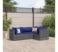 vidaXL Set Divani da Giardino 4 pz con Cuscini in Polyrattan Grigio