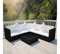 Set Divani da Giardino 4 pz con Cuscini in Polyrattan Nero