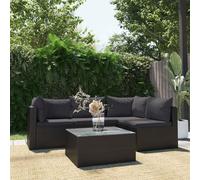 Set Divani da Giardino 5 pz con Cuscini in Polyrattan Nero