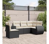 Set Divani da Giardino 5 pz con Cuscini in Polyrattan Nero