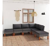 Set Divani da Giardino 6 pz con Cuscini in Polyrattan Grigio