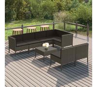 Set Divani da Giardino 8 pz con Cuscini in Polyrattan Grigio