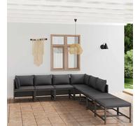 Set Divani da Giardino 8 pz con Cuscini in Polyrattan Grigio