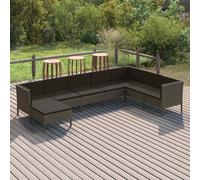Set Divani da Giardino 8 pz con Cuscini in Polyrattan Grigio