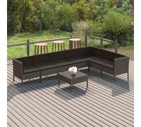 Set Divani da Giardino 8 pz con Cuscini in Polyrattan Grigio