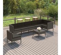 Set Divani da Giardino 8 pz con Cuscini in Polyrattan Grigio