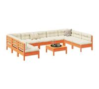 Set Divani Giardino 10pz con Cuscini Marrone Cera Massello Pino Salotto Giardino Per Esterno Divano Da Esterno Divano Esterno Giardino Divano Giardino Per Esterno per Terrazzo Balcone Giardino