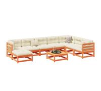 Set Divani Giardino 9 pz con Cuscini Marrone Cera Massello Pino Salotto Da Giardino Esterno Divani Da Esterno Divanetti Da Giardino Divano Esterno Terrazzo per Terrazzo Esterno Terrazza Giardino