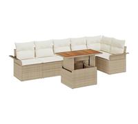Set Divani Giardino a 7 Pezzi con Cuscini Beige in PolyrattanDivano da giardino cuscini
