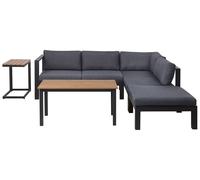 Set Divani Giardino Struttura in Alluminio Nero Cuscini Grigi a 5 Posti Messina
