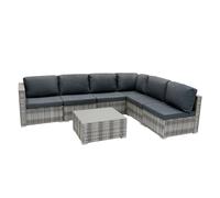 Set Divani Rattan Grigio 7 Pezzi da Giardino con Cuscini e Tavolino