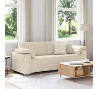 Set Divano 3 Pezzi in Tessuto Lino Crema vidaXL, Divano Moderno con Struttura in Metallo e Cuscini Rimovibili per Soggiorno, Seduta Comoda con Imbottitura in Schiuma,