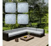 Set divano ad L impermeabile per esterni, divano angolare in rattan grigio con cuscini (4 pezzi, 65 x 65 x 10 cm) - elegante mobili da giardino per patio e balcone