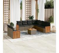 Set Divano da Giardino 10 pz con Cuscini Grigio in Polyrattan Salottino Da Esterno Divanetti Da Esterno Divano Da Giardino Da Esterno Divanetti Da Giardino per Terrazzo Piscina Balcone Terrazza