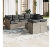 Set Divano da Giardino 10 pz con Cuscini Grigio in Polyrattan Salotto Giardino Per Esterno Divanetti Da Esterno Divano Esterno Giardino Divano Da Giardino Da Esterno per Terrazza Terrazzo Balcone