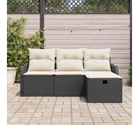 Set Divano da Giardino 4 pcs Nero e crema 176 x 117 x 85 cmSalotto Giardino Complet