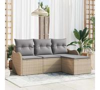 Set Divano da Giardino con cuscino 4 pcs Beige polyrattan