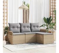 Set Divano da Giardino 4 pz Beige polyrattan