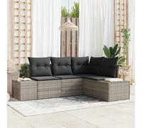 Set Divano da Giardino 4 pz Grigio chiaro polyrattan