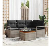Set Divano da Giardino 5 pcs Grigio polyrattan