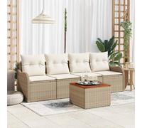 Set Divano da Giardino 5 pz 4-Numero di posti Beige e Crema