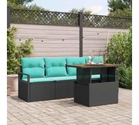 Set Divano da Giardino 5 pz 4-Numero di posti Nero e blu