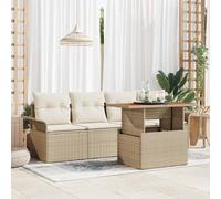 Set Divano da Giardino 5 pz Beige Poly Rattan