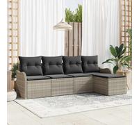 Set Divano da Giardino 5 pz Grigio chiaro polyrattan