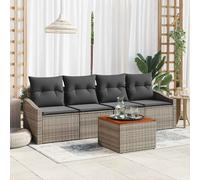 Set Divano da Giardino 5 pz Grigio polyrattan