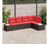 Set Divano da Giardino 5 pz Marrone polyrattan