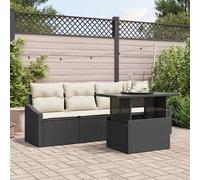 Set Divano da Giardino 5 pz Nero e Crema polyrattan
