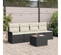 Set Divano da Giardino 5 pz Nero e Crema polyrattan