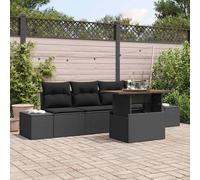 Set Divano da Giardino 5 pz Nero e Marrone