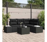 Set Divano da Giardino 5 pz Nero polyrattan