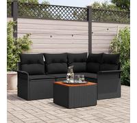 Set Divano da Giardino 5 pz Nero polyrattan