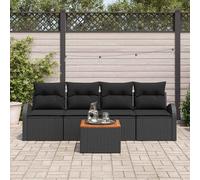 Set Divano da Giardino 5 pz Nero polyrattan