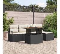 Set Divano da Giardino 6 pcs Nero e Crema