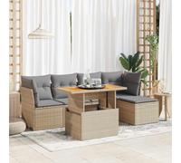 Set Divano da Giardino 6 pz con Cuscini Beige in Polyrattan Mobile Esterno Set Tavolo E Sedie Da Giardino Sedie Da Giardino Salottino Da Giardino Esterno per Terrazzo Balcone Giardino Esterno