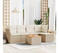 Set Divano da Giardino 6 pz con Cuscini Beige in Polyrattan Mobili Da Esterno Tavolo Da Giardino Con Sedie Salottino Da Giardino Esterno Poltrone Da Giardino per Giardino Terrazzo Cortile Terrazza