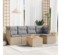 Set Divano da Giardino 6 pz con Cuscini Beige in Polyrattan Mobili Da Esterno Tavolo Da Giardino Con Sedie Salottino Da Giardino Esterno Poltrone Da Giardino per Giardino Terrazzo Cortile Terrazza