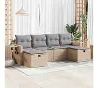 Set Divano da Giardino 6 pz con Cuscini Beige in Polyrattan Salottino Da Esterno Tavolo Esterno Con Sedie Salotto Da Giardino Esterno Salottino Da Giardino Esterno per Terrazzo Terrazza Cortile