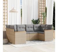 Set Divano da Giardino 6 pz con Cuscini Beige Misto Polyrattan Mobile Esterno Set Tavolo E Sedie Da Giardino Sedie Da Giardino Salottino Da Giardino Esterno per Esterno Cortile Terrazza Piscina