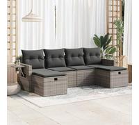 Set Divano da Giardino 6 pz con Cuscini Grigio in Polyrattan Salottino Da Esterno Tavolo Esterno Con Sedie Salotto Da Giardino Esterno Salottino Da Giardino Esterno per Terrazzo Terrazza Cortile