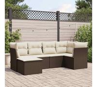 vidaXL Set Divano da Giardino 6 pz con Cuscini Marrone in Polyrattan